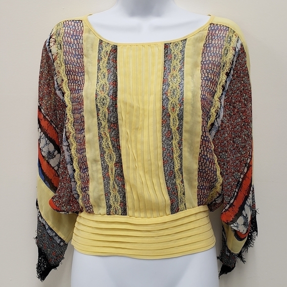 Ryu Womens Yellow Sheer Top Size Small - Picture 1 of 8